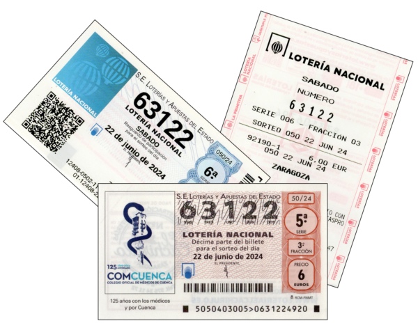 Decimo resguardo y ticket azul de loteria